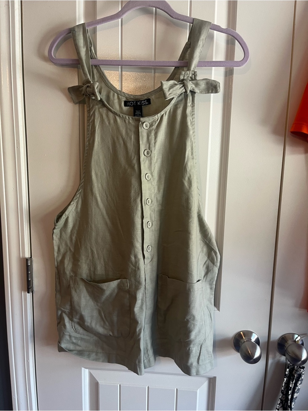 Hot Kiss Sage Green Button-Front Romper